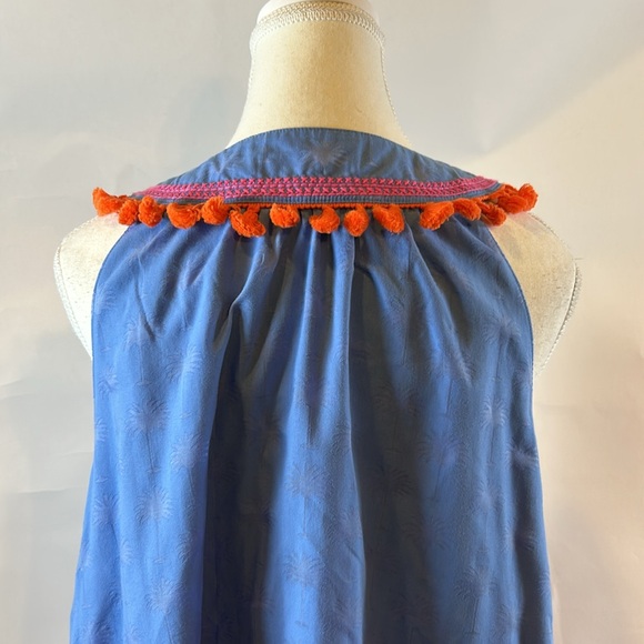 Vineyard Vines | Sunset Palm Tassel Dress in Burn Out Breaker Blue | Small - Picture 12 of 15